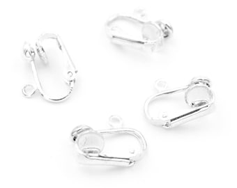 0,72 EUR/Stk. Ohrclips mit Öse in Platinfarben 4 Stück von Vintageparts zum Schmuck selber basteln