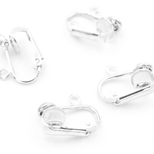 0.72 EUR/pc. Clip-on earrings with eyelet in platinum color 2 pairs from Vintageparts