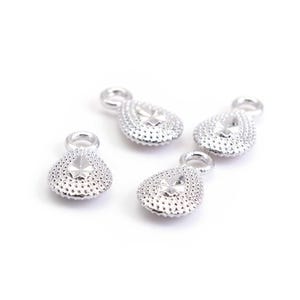 Anhänger Tropfen mit Verzierung, platinfarben beschichtet, 11 x 6,5 mm, 4 Stück, DIY Kettenanhänger, Schmuckzubehör