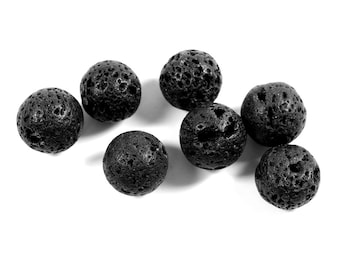 0,28 EUR/pièce. Perles de pierre de lave noires 12 mm 10 pièces