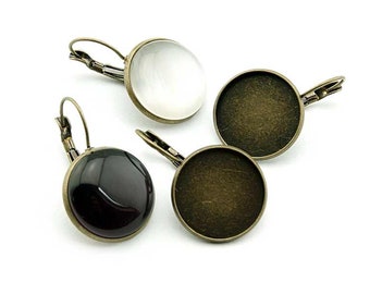 leverback hoop earrings in antique bronze for 18 mm cabochon 4 pieces (0,77 EUR/piece)