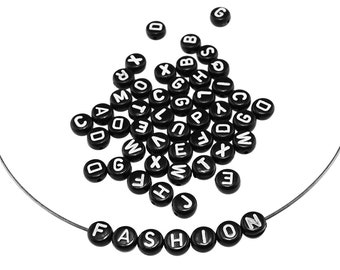 0,01 EUR/pc. Acrylic beads with letters in black 260 pieces