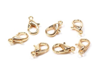 0,67 EUR/stuk Karabijnhaak met 14-karaats gouden plating, 12 mm, 4 stuks