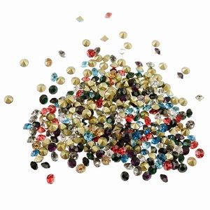 0.08 EUR/piece 100 rhinestones in a colorful color mix 3.2 mm