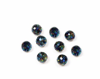 0,23 EUR/pieza 10 cabujones de resina facetados como perlas de colores, 6 mm