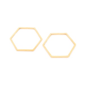 2,00 EUR/Stk. Verbinder als Hexagon 20 x 23 mm aus 304 Edelstahl in Goldfarben beschichtet 2 Stück Vintageparts Schmuck selber basteln, Schm Bild 1