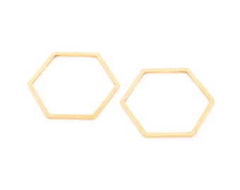 2,00 EUR/Stk. Verbinder als Hexagon 20 x 23 mm aus 304 Edelstahl in Goldfarben beschichtet 2 Stück Vintageparts Schmuck selber basteln, Schm