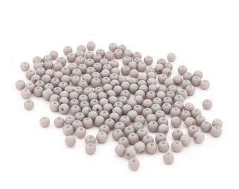 small glass beads opaque 4 mm in light gray 200 pieces vintage parts to make your own jewelry, necklaces, bracelets