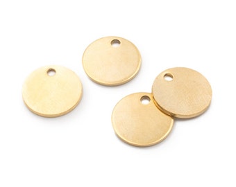 0.80 EUR/pc. Round stainless steel plates, 12 mm, IP gold-colored, 4 pieces, engraving pendants for DIY jewelry