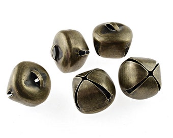 0,2 EUR / 1 Stk. 10 Glöckchen in antik Bronze 19x17 mm