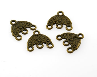 Conectores con diseño floral en bronce antiguo, 10 piezas