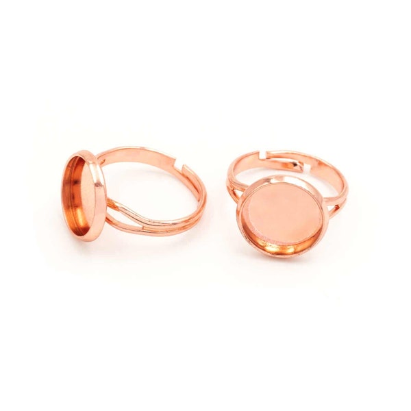 1.24 EUR/pc. Ring blanks brass peachy rose gold colored for 12 mm cabochons 2 pieces