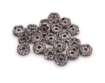 0,12 EUR/pièce. Perles intercalaires avec strass en bronze 6 mm 20 pièces