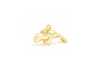Brass manatee pendant with 18k gold plating