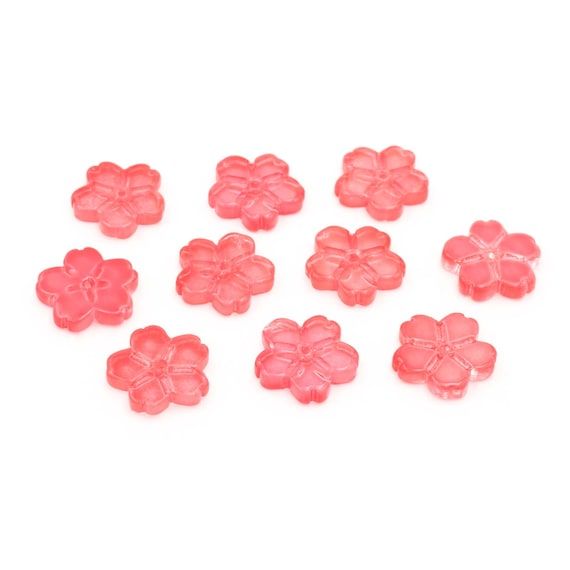 0,25 EUR/pièce. perles de verre plates en forme de fleur de cerisier en  corail 12 mm 10 pièces Vintageparts DIY -  France