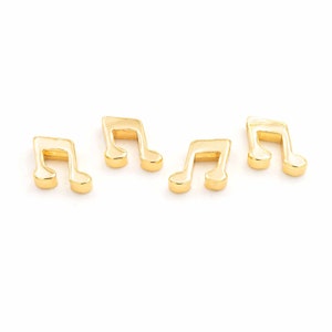 Spacer bead note with 18K gold coating 4 pieces Vintageparts DIY (0,85 EUR/pc.)