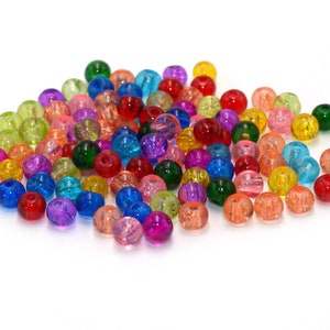 0,02 EUR/pc. 100 Crackle glass beads in colorful, 4 mm