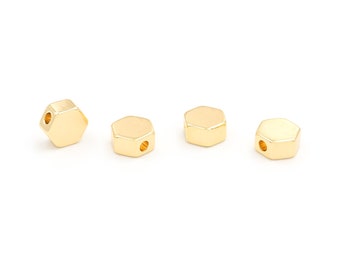 0,92 EUR/pcs. intermediate beads Hexagon made of brass 18k gold coating 6 x 7 mm 4 pieces