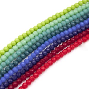 Glasperlen rund 4 mm – durchgefärbt – 200 Stück pro Farbe in 8 Farbvarianten – ideal für DIY Schmuck von Vintageparts