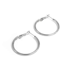 1.85 EUR/piece. Vintageparts DIY hoop earrings made of 304 stainless steel in platinum color 30 mm 2 pieces