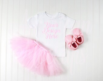 Download Free Pink tutu with 12m shirt mockup on whtie Background PSD Template