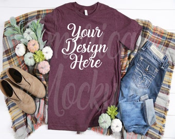 Bella Heather Rust 3001 short sleeve crew neck t shirt on Bella Heather Rust 3001 short sleeve crew neck t shirt on