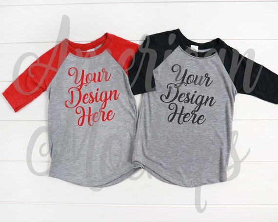 Toddler Gray Red And Gray Black Raglan Toddler Shirt