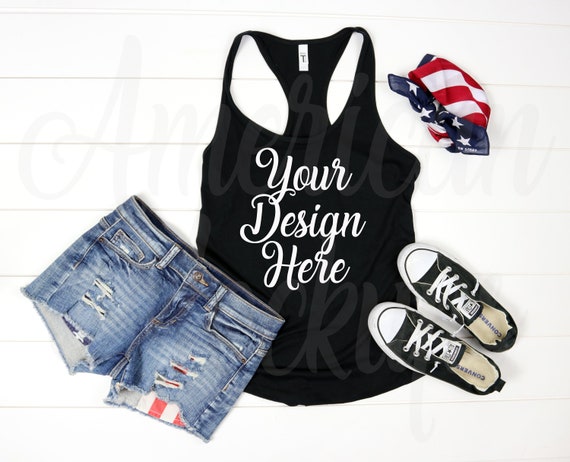 4th Of July Next Level Black Racerback Tank Mockup
