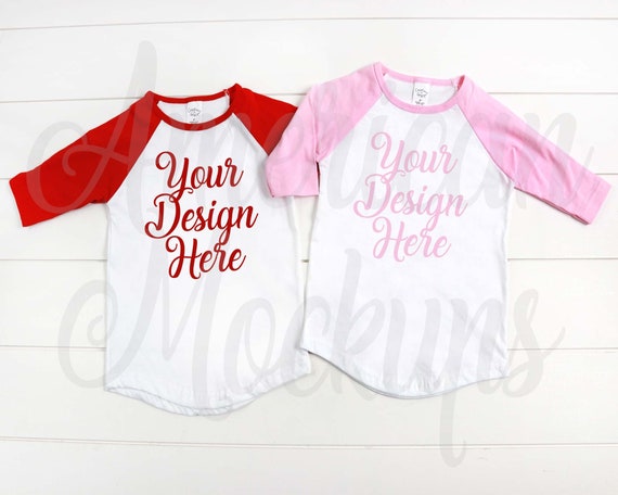 Toddler Pink White And Red White Raglan Toddler Shirt