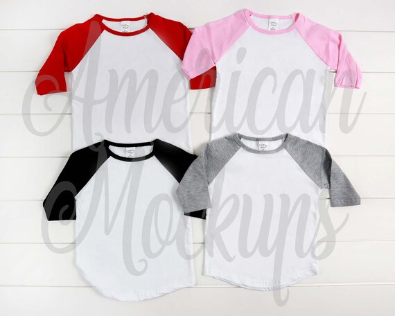 Toddler Red Pink Black And Gray Raglan Toddler Shirt