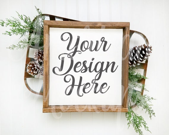 Download Christmas Farmhouse Wood sign Mockup | Etsy