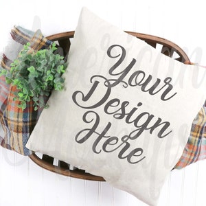 Download Fall Farmhouse Canvas Square Pillow Mockup Etsy