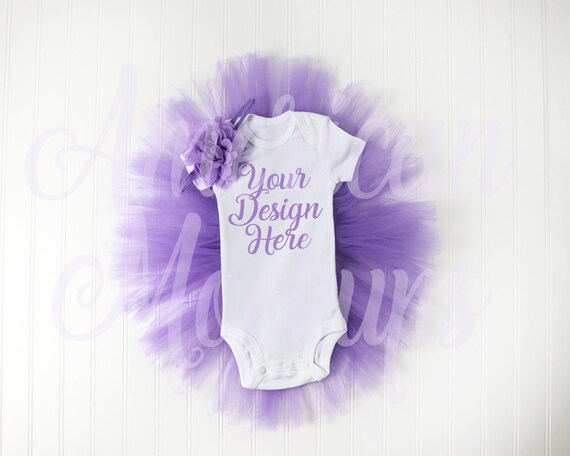 Purple Tutu With 12m Bodysuit Mockup On Whtie Background Etsy
