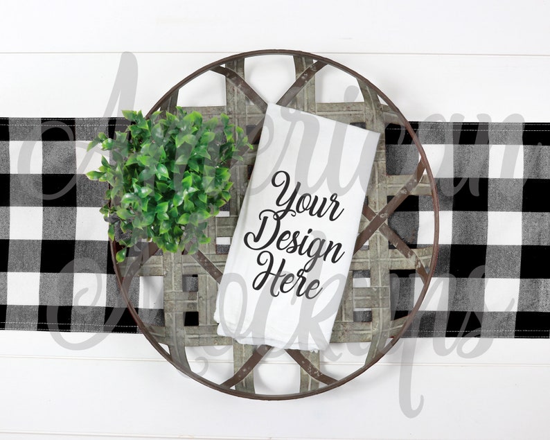 Download Fall Farmhouse Tea Rag Mockup Kitchen towel Tea towel flat ...