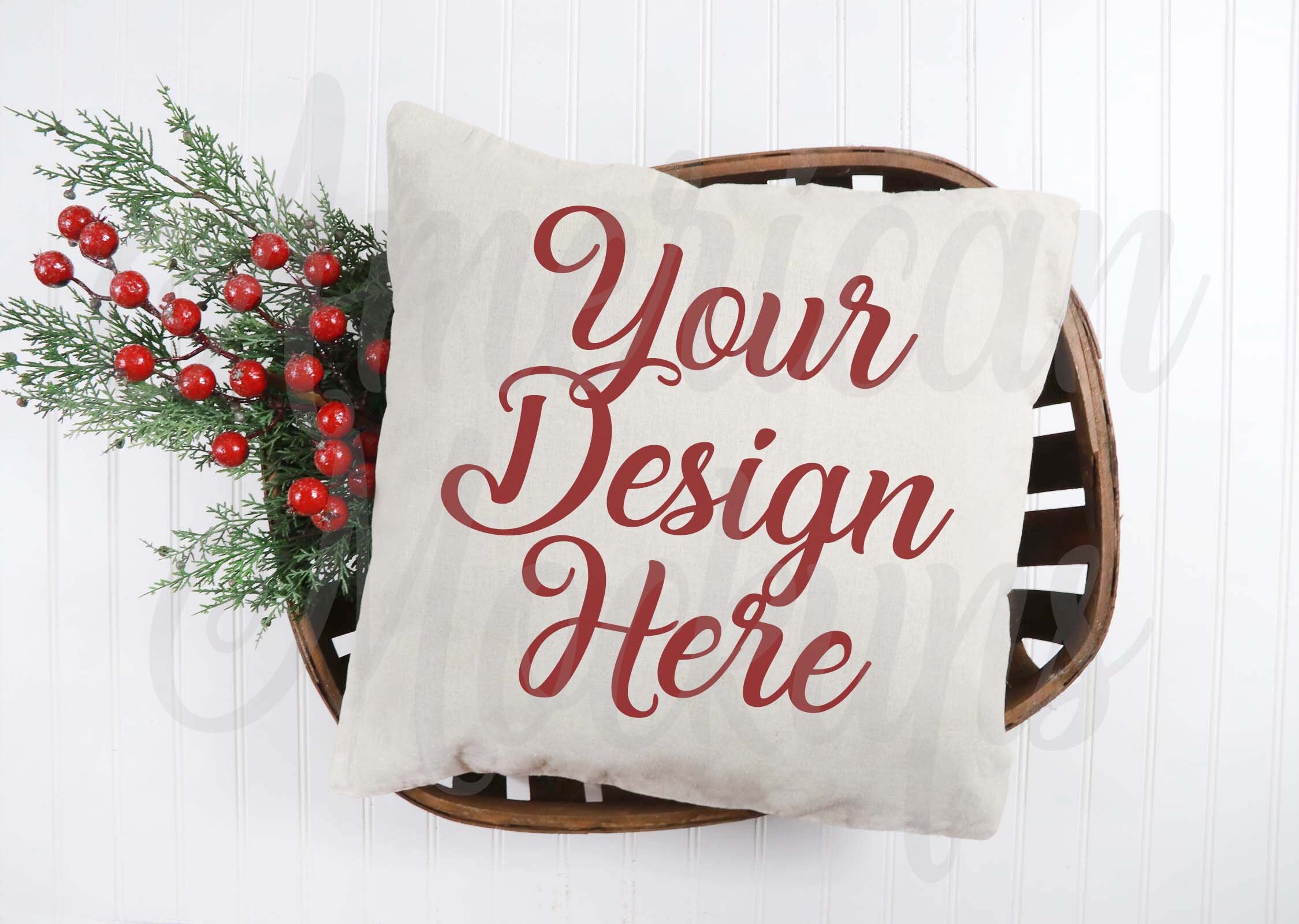 Download Christmas Farmhouse Canvas square pillow Mockup | Etsy