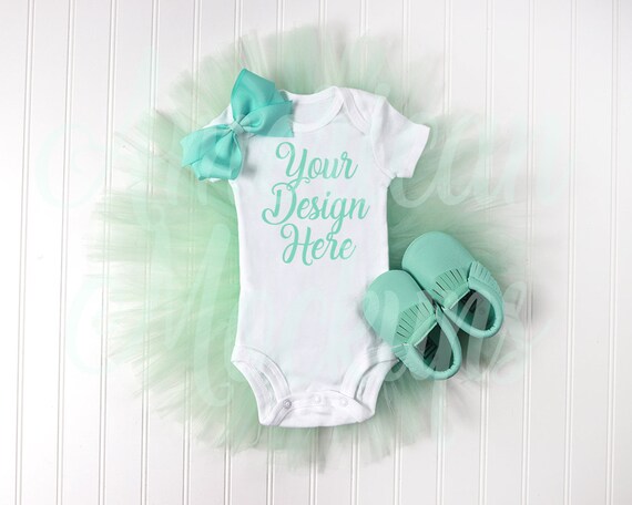 Aqua Green Tutu With 12m Bodysuit Mockup On Whtie Background Etsy
