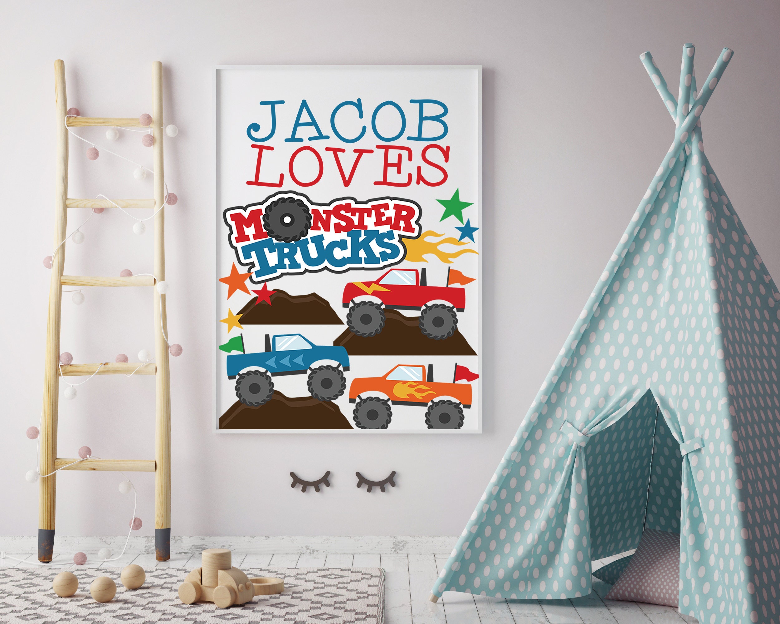 Custom Monster Truck Design Child's Wall Art Decor Etsy