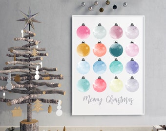 Baubles Christmas Print, Xmas, Crimbo, Decor, Wall Art