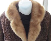 Vintage Brown Broadtail , Persian Lamb, Astrakhan Coat with Mink Collar