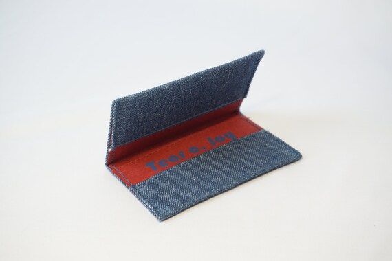 Denim + Vegan Leather Minimalist Wallet / Card Holder - Etsy