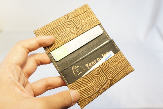 Cork Fingerprint Minimalist Wallet / Card Holder 