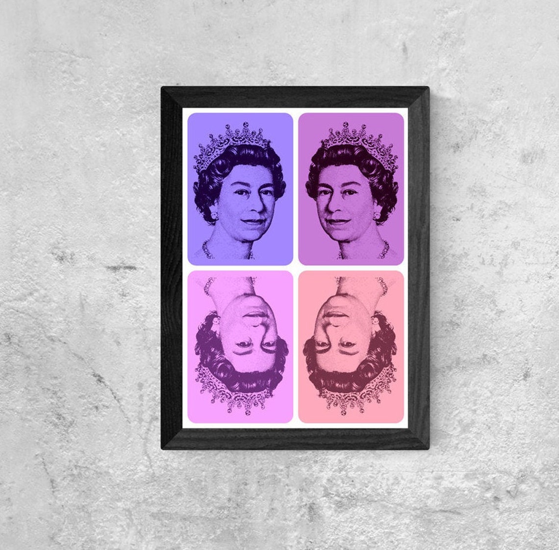 Retro Queen Elizabeth Pop Art Print Queen of England Poster Etsy