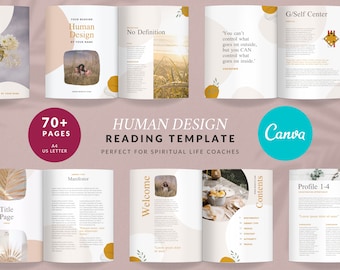 Human Design Reading Template perfect for spiritual & life coaches. Canva Template,  Projector, Manifestor, Generator, Reflector