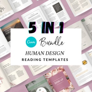 Plantilla de lectura de diseño humano de Canva Bundle para coaches de vida y trabajo en la sombra. Proyector, Manifestador, Generador, Reflector, gráfico de diseño humano.