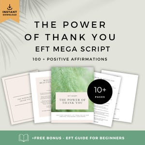 Méga script EFT | Affirmations de gratitude et guide de tapotement | Merci pouvoir (téléchargement numérique PDF)