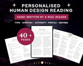 Personalised Human Design Reading | Written By Hand, Not AI | 40+ Page PDF Report | Bodygraph, Type, Strategy, Authority & Profile