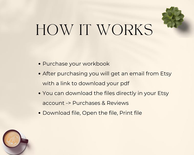 Simple steps on how to download, open, and print the legacy story journal from Etsy.