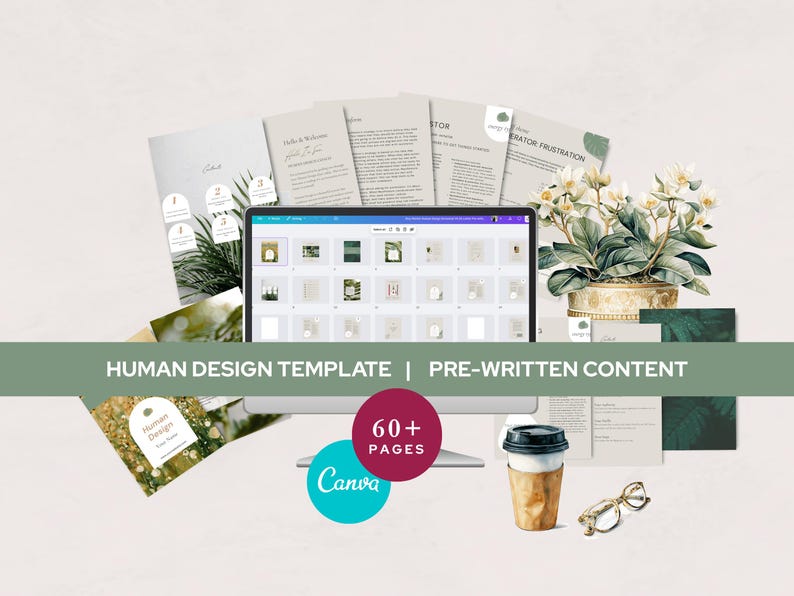 Human Design Canva reading guide - pre-written and beautifully formatted with editable content to attract and engage coaching clients