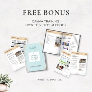 Free Canva Basics training bonus – includes step-by-step editing guide and video tutorials for beginners