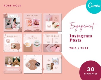 Boast your Instagram Engagement and comments with a This That Post. Designed in Canva, these templates are perfect for a small business.